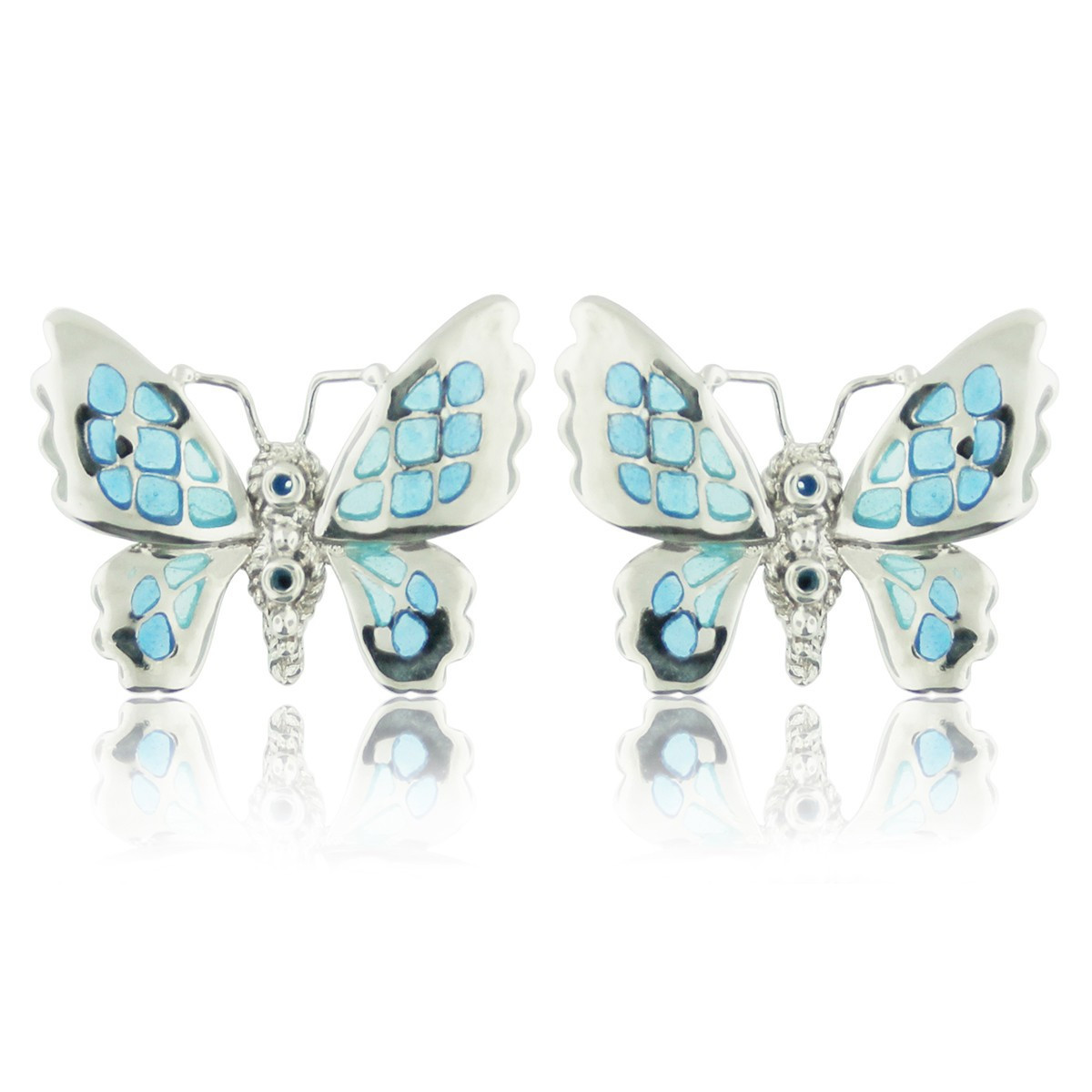 SILVER AND ENAMEL BUTTERFLY EARRINGS