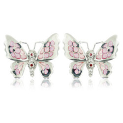 PAPALLONA - E0315-R - PENDIENTES MARIPOSA DE PLATA Y ESMALTES E0315-R