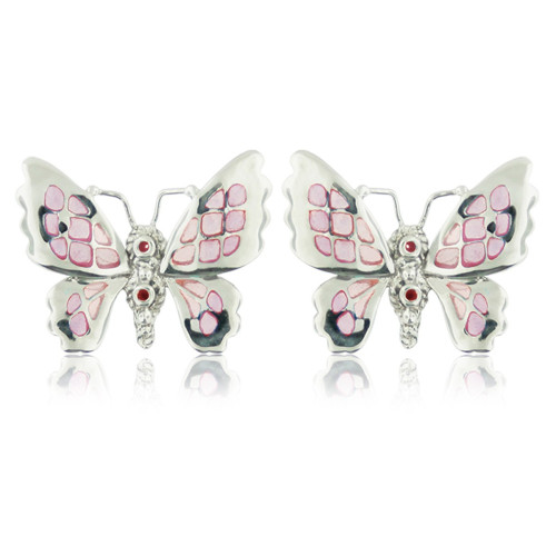 PAPALLONA - E0315-R - PENDIENTES MARIPOSA DE PLATA Y ESMALTES E0315-R