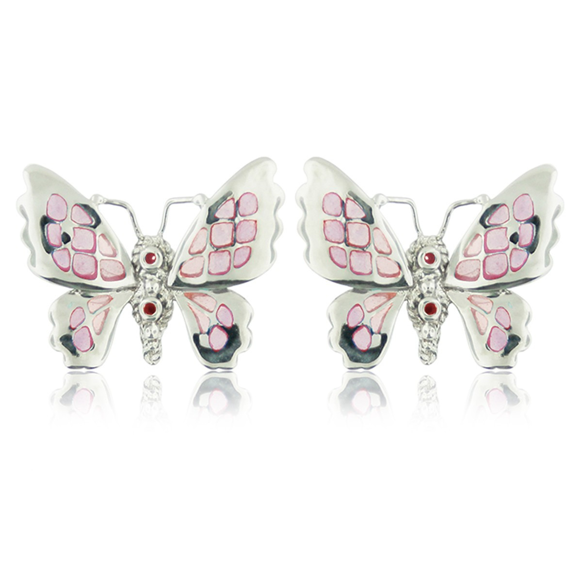 PAPALLONA - E0315-R - SILVER AND ENAMEL BUTTERFLY EARRINGS E0315-R