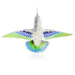 FAUNA - P0270-B - SILVER AND ENAMEL HUMMINGBIRD PENDANT P0270-B