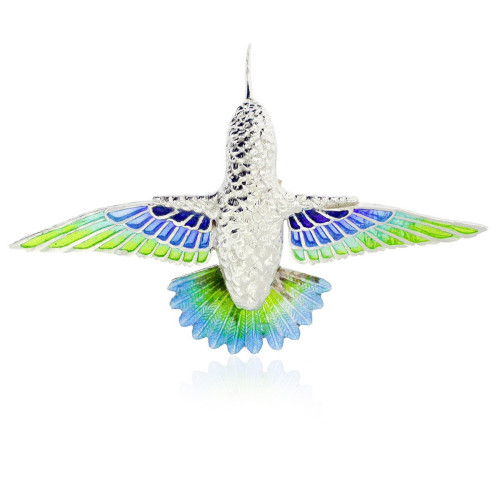 FAUNA - P0270-B - COLGANTE COLIBRÍ DE PLATA Y ESMALTES P0270-B