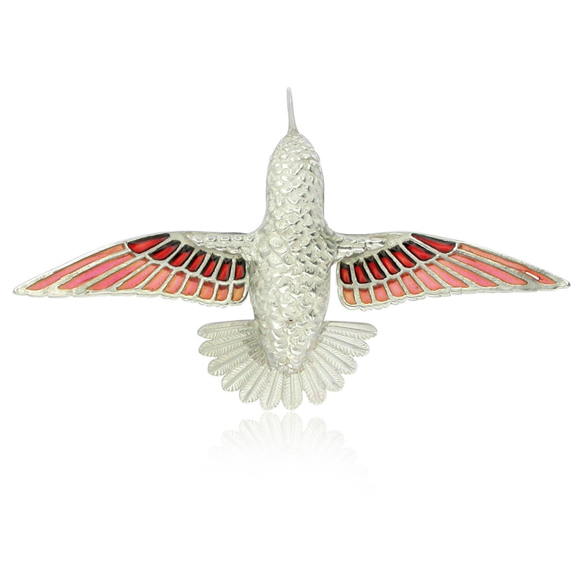 FAUNA - P0270-R - COLGANTE COLIBRÍ DE PLATA Y ESMALTES P0270-R