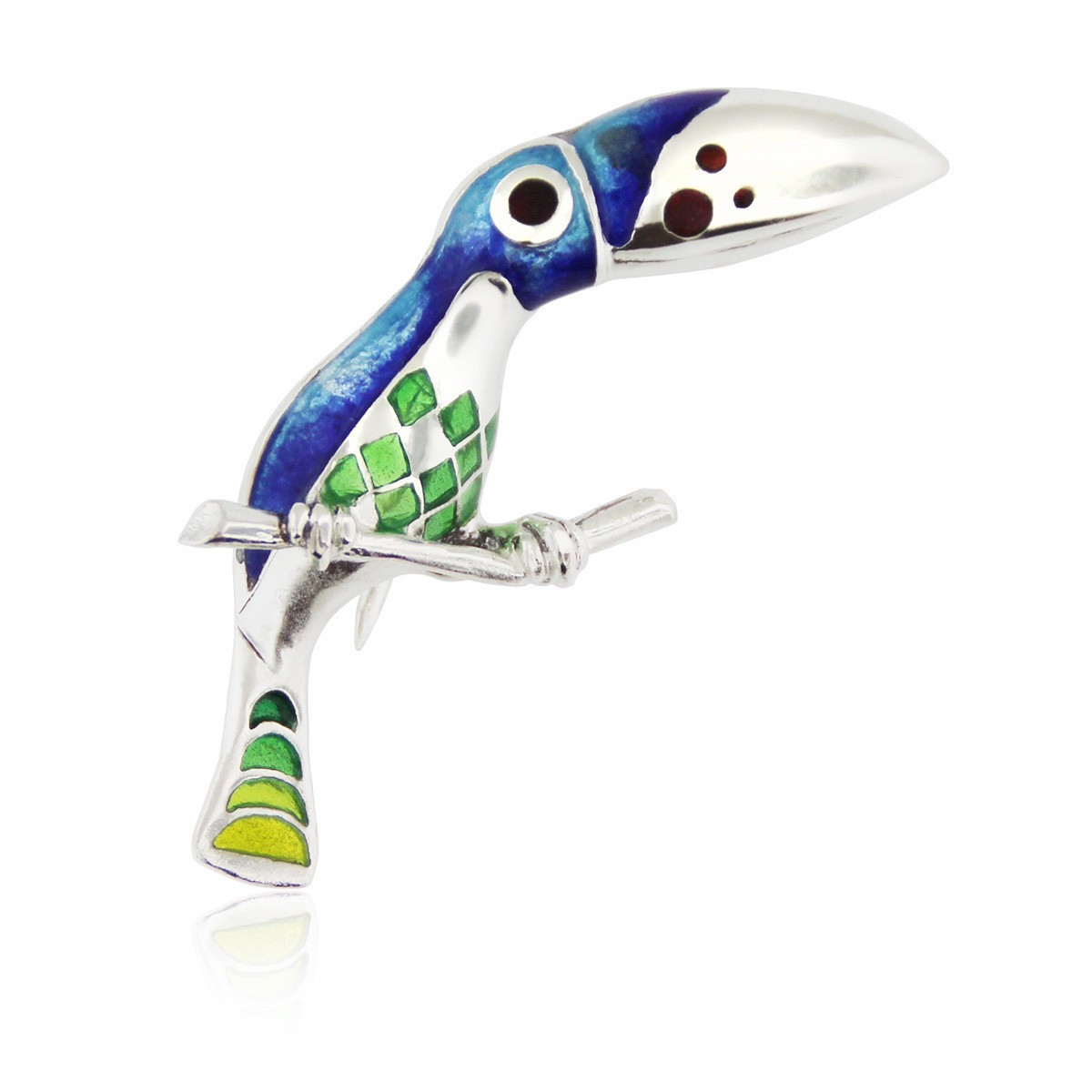 FAUNA - P0271-B - SILVER AND ENAMEL TOUCAN PENDANT P0271-B