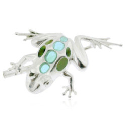 FAUNA - P0275-G - SILVER AND ENAMEL FROG PENDANT P0275-G