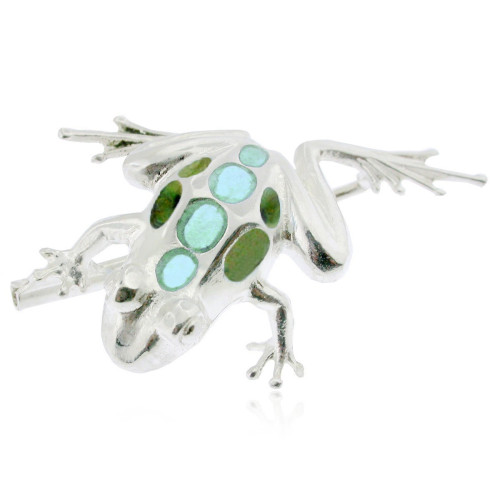 FAUNA - P0275-G - SILVER AND ENAMEL FROG PENDANT P0275-G