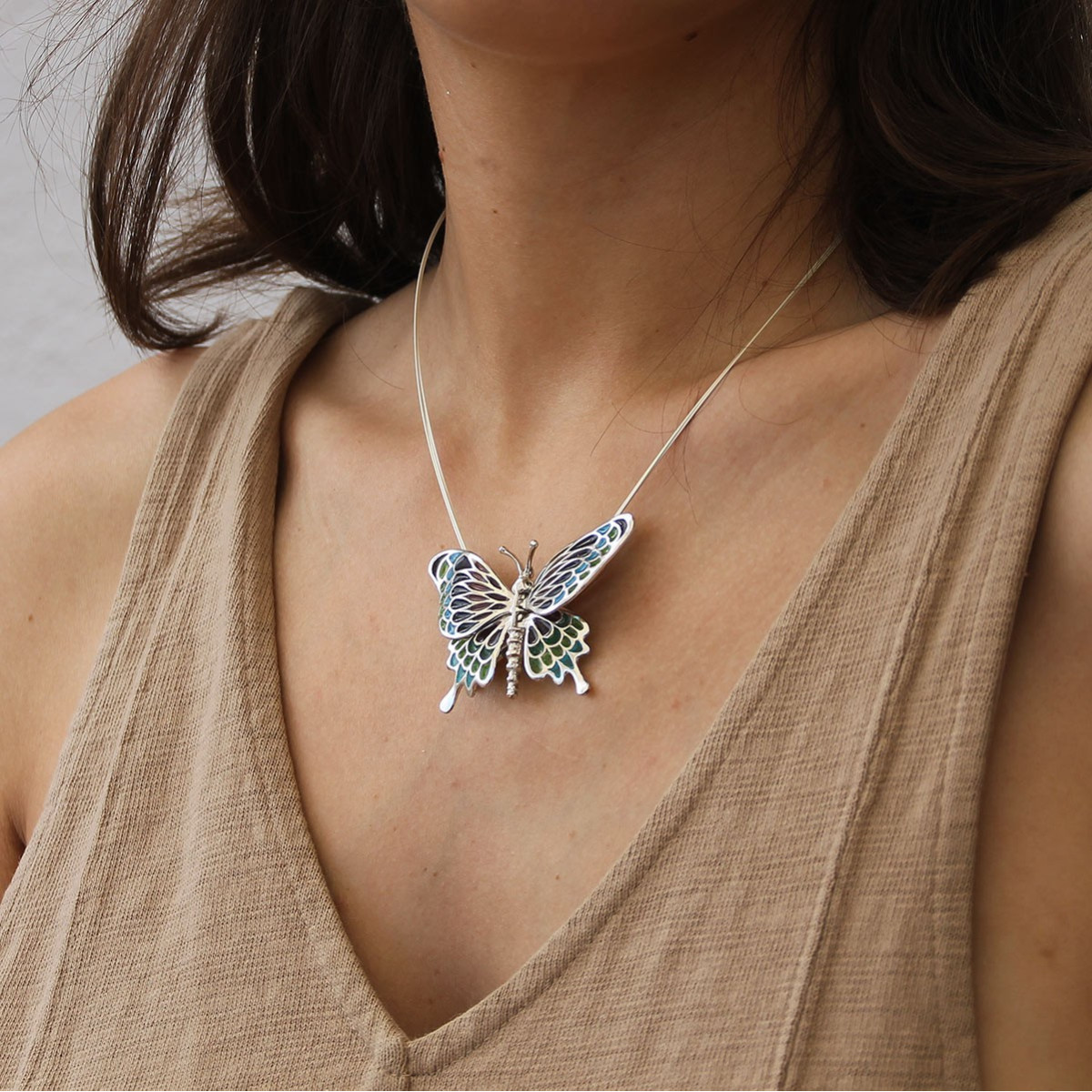 PAPALLONA - P0322-1 - SILVER AND ENAMEL BUTTERFLY PENDANT P0322-1