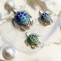 FAUNA - P0294-G - COLGANTE TORTUGA DE PLATA Y ESMALTES P0294-G