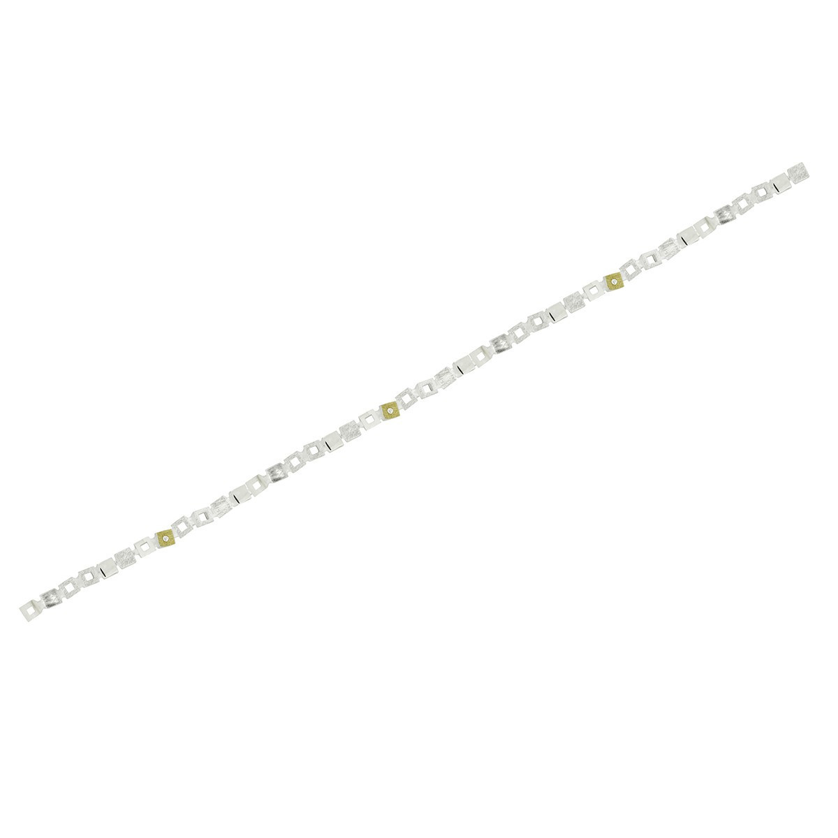 SILVER & GOLD BRACELET w/ DIAMONDS