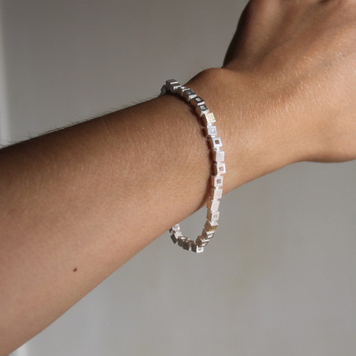 SILVER & GOLD BRACELET w/ DIAMONDS