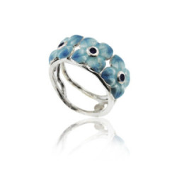 FLOR - R0134-3B - SILVER AND ENAMEL FLOWER RING R0134-3B