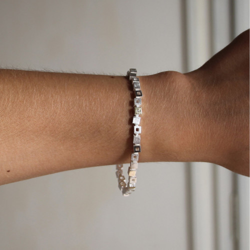 SILVER & GOLD BRACELET w/ DIAMONDS