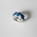 FLOR - R0134-3B - SILVER AND ENAMEL FLOWER RING R0134-3B