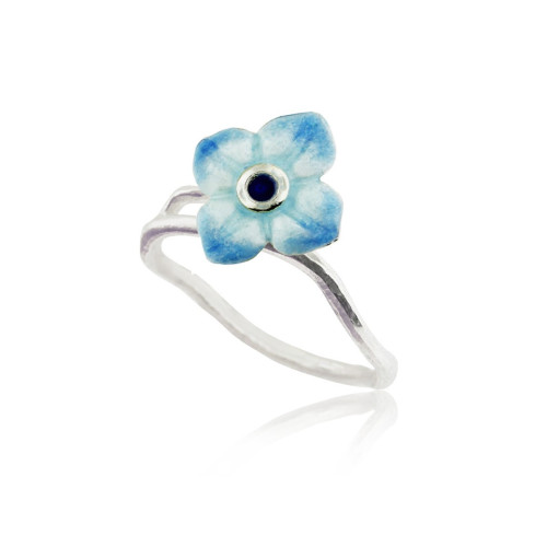 FLOR - R0134-1B - SILVER AND ENAMEL FLOWER RING R0134-1B