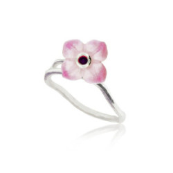 FLOR - R0134-1R - SILVER AND ENAMEL FLOWER RING R0134-1R