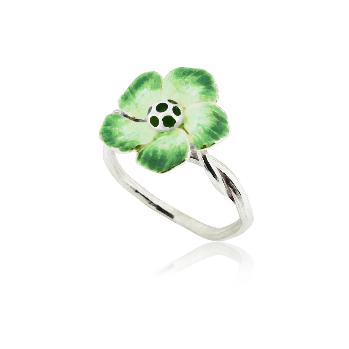 FLOR - R0136-G - ANILLO FLOR DE PLATA Y ESMALTES R0136-G