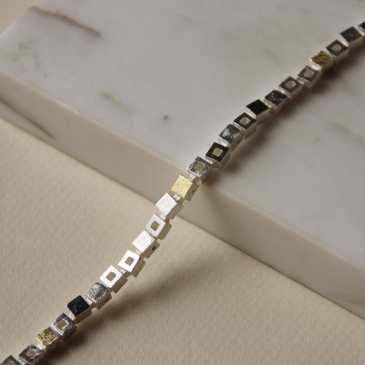 SILVER & GOLD BRACELET w/ DIAMONDS