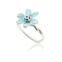 FLOR - R0138-B - SILVER AND ENAMEL FLOWER RING R0138-B