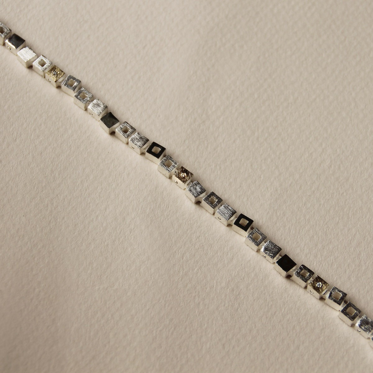 SILVER & GOLD BRACELET w/ DIAMONDS
