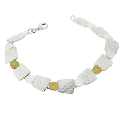 PULSERA PLATA Y ORO CON DIAMANTES