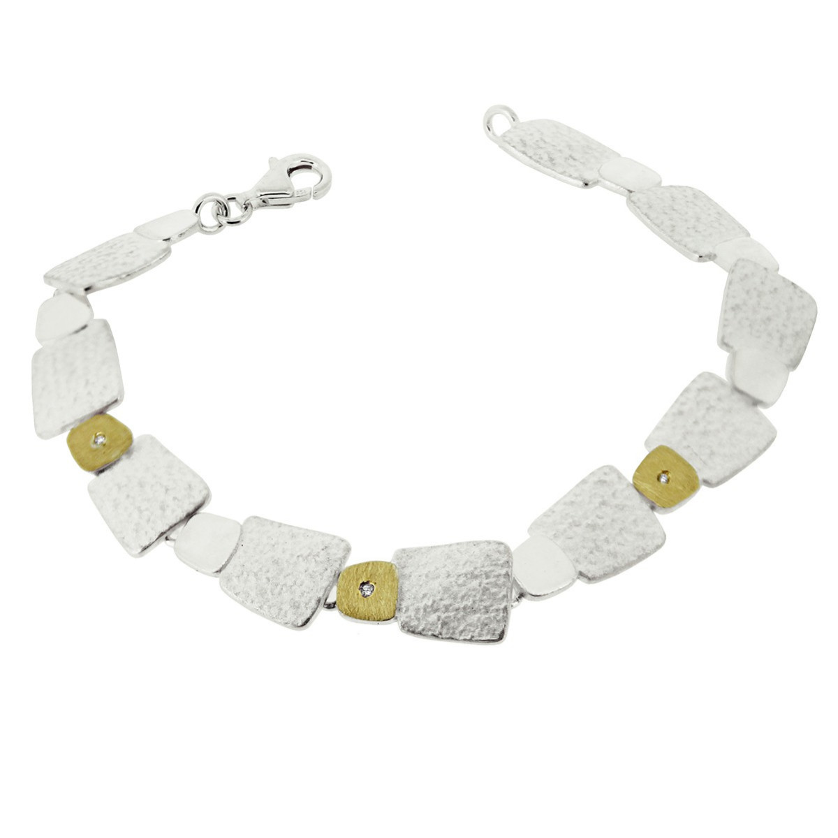 PULSERA PLATA Y ORO CON DIAMANTES