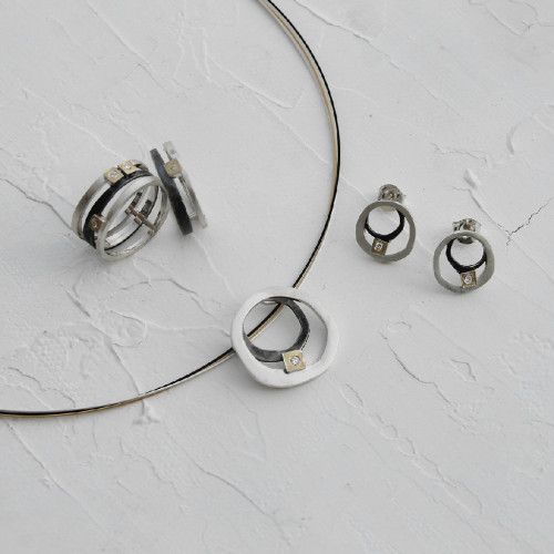 3528 - RING SILVER & GOLD & DIAMOND R3528S 3528 - RING SILVER & GOLD & DIAMOND R3528S