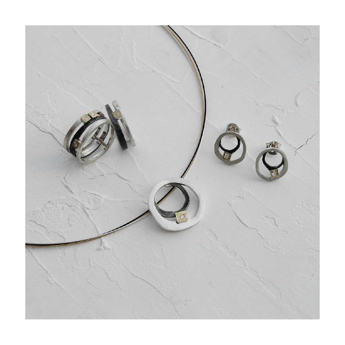 3528 - RING SILVER & GOLD & DIAMOND R3528S 3528 - RING SILVER & GOLD & DIAMOND R3528S