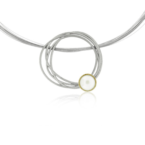COLGANTE DE PLATA Y ORO CON PERLA