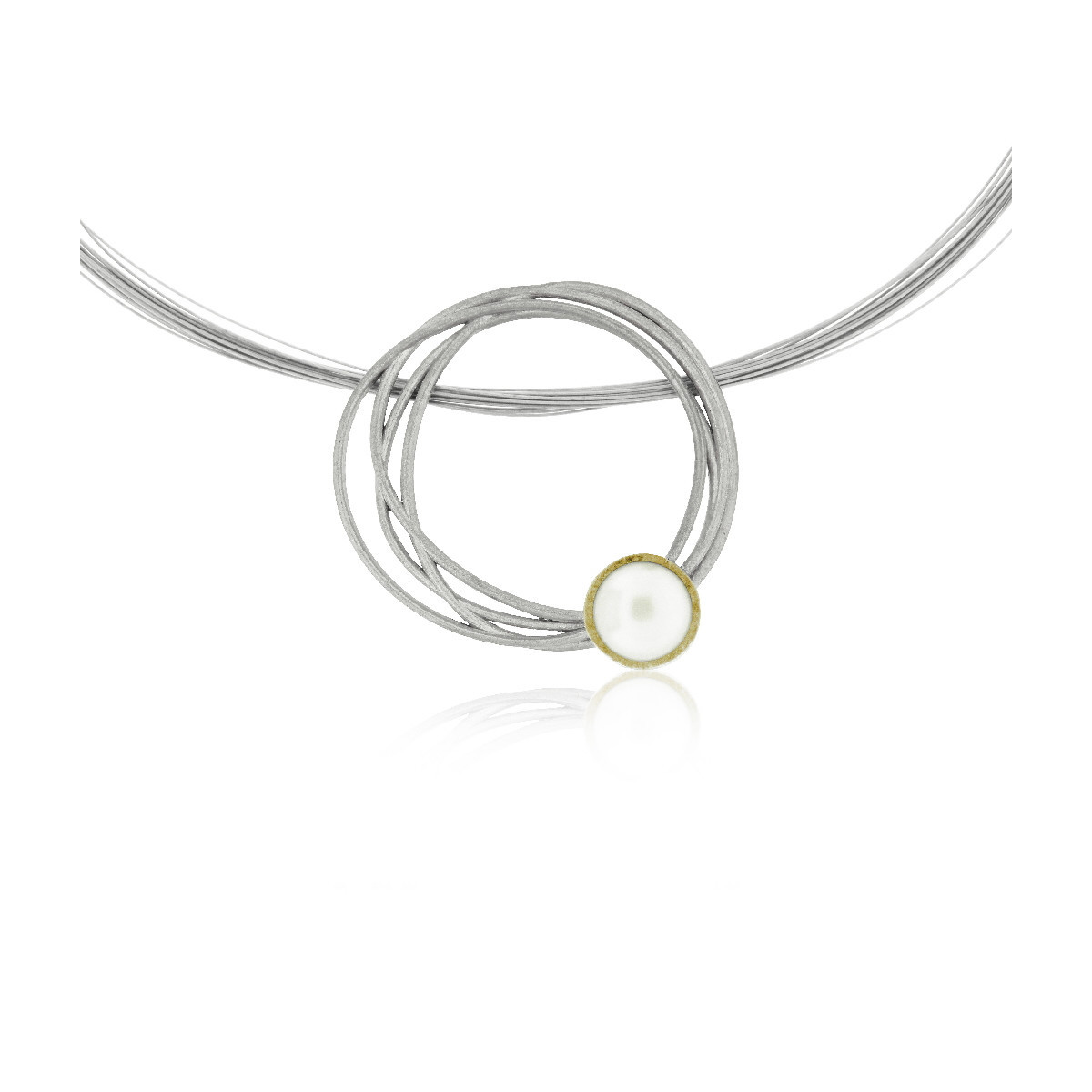 COLGANTE DE PLATA Y ORO CON PERLA