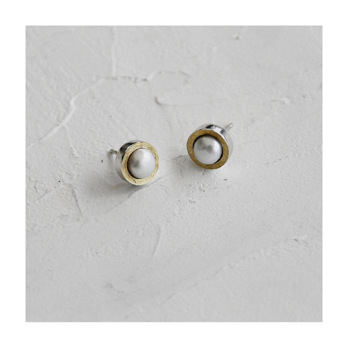 PENDIENTES DE PLATA Y ORO CON PERLA