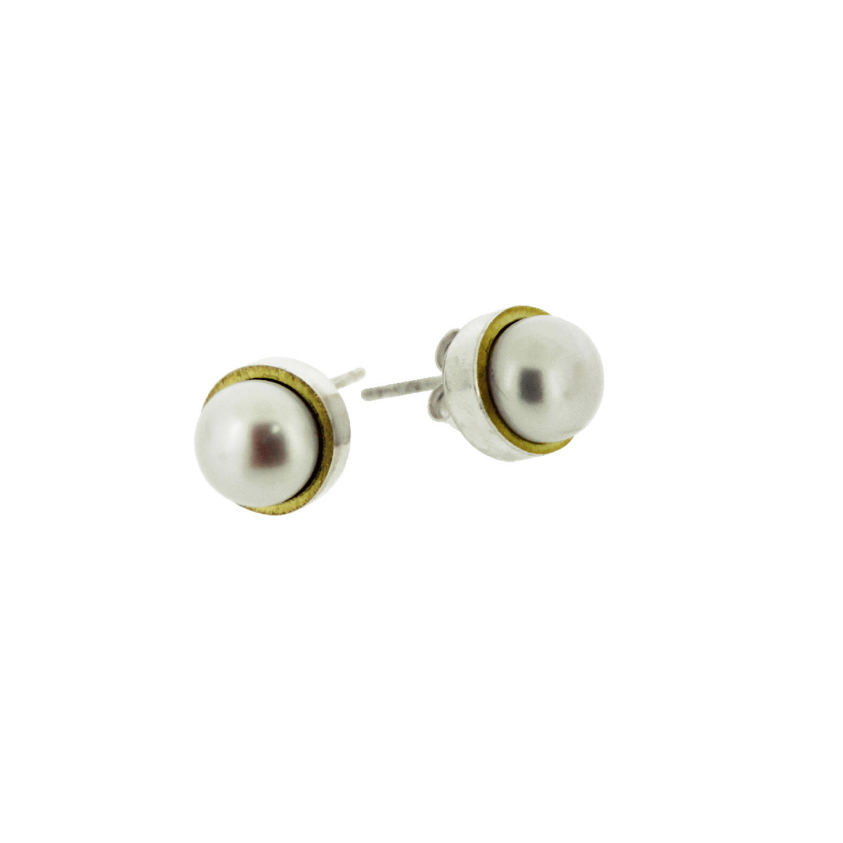 PENDIENTES DE PLATA Y ORO CON PERLA