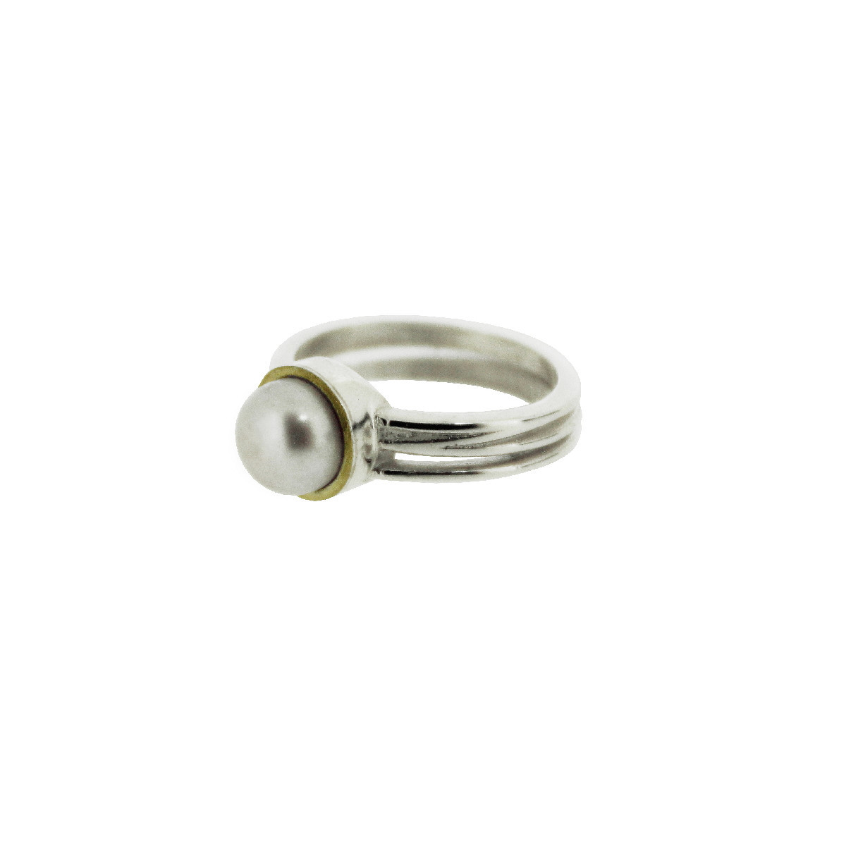 ANILLO DE PLATA Y ORO CON PERLA