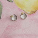 SILVER & GOLD EARRINGS w/ DIAMOND SILVER & GOLD EARRINGS w/ DIAMOND