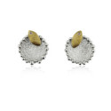 SILVER & GOLD EARRINGS w/ DIAMOND SILVER & GOLD EARRINGS w/ DIAMOND