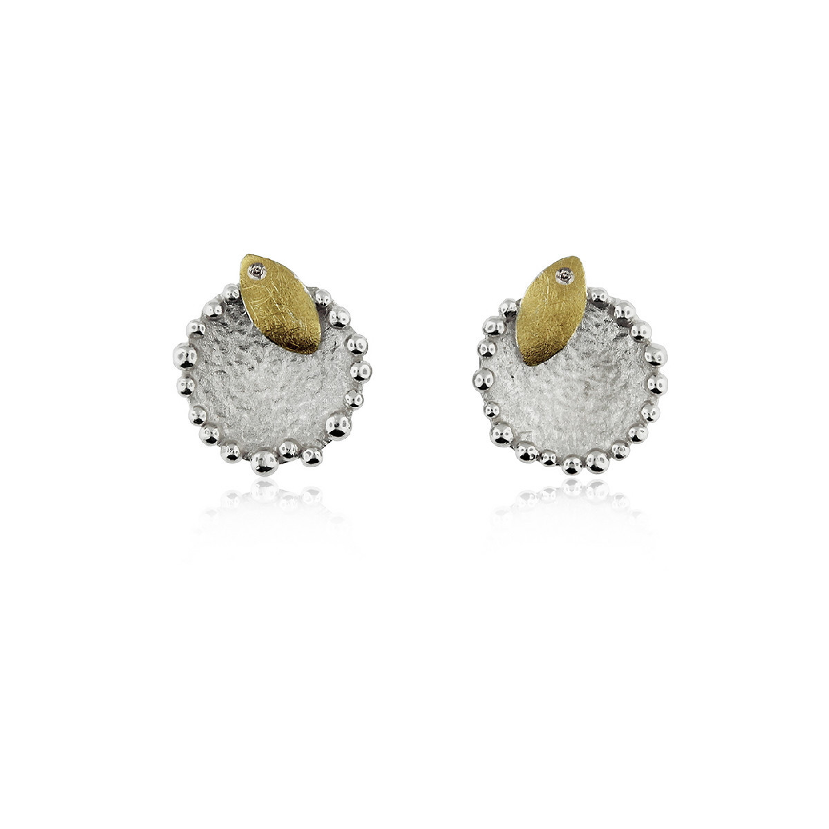 SILVER & GOLD EARRINGS w/ DIAMOND