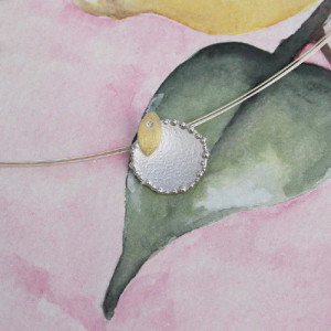 SILVER & GOLD PENDANT w/ DIAMOND