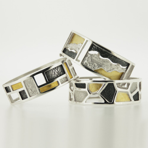 1593 - BA1593 - SILVER & GOLD BANGLE BA1593