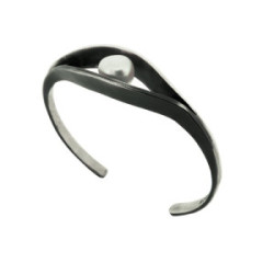 1748 - BA1748 - SILVER BANGLE WITH PEARL BA1748