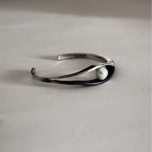 1748 - BA1748 - SILVER BANGLE WITH PEARL BA1748