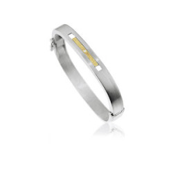 1814 - SILVER & GOLD BANGLE w/ DIAMOND. BA1814D