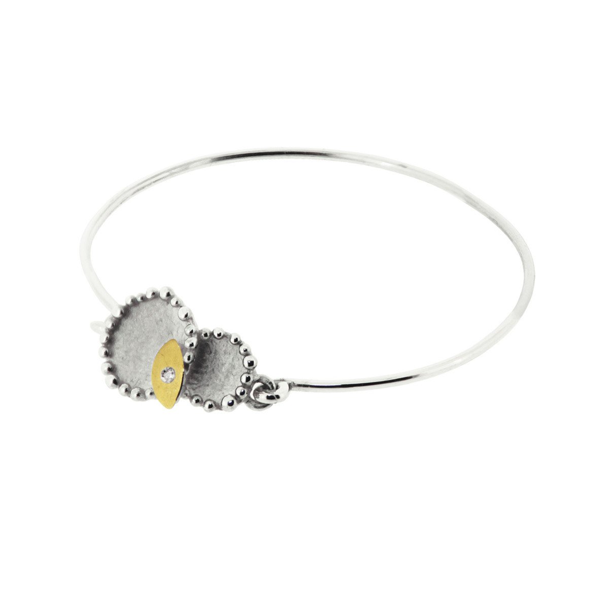 SILVER & GOLD BANGLE w/ DIAMOND