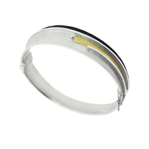 SILVER & GOLD BANGLE WITH DIAMOND