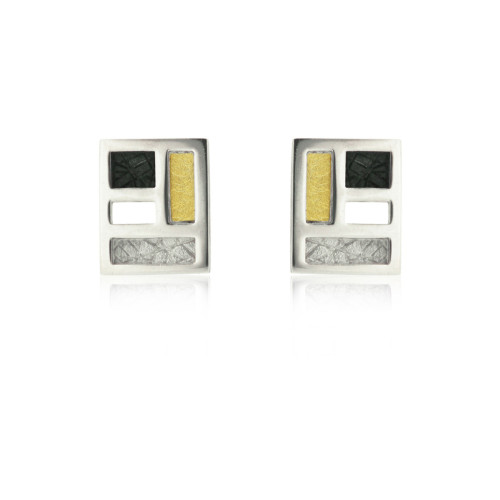 1479 - E1479 - SILVER & GOLD EARRINGS E1479