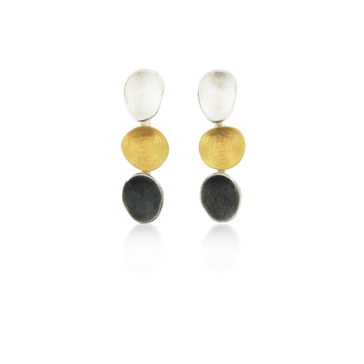 1516 - E1516S - SILVER & GOLD EARRINGS E1516S