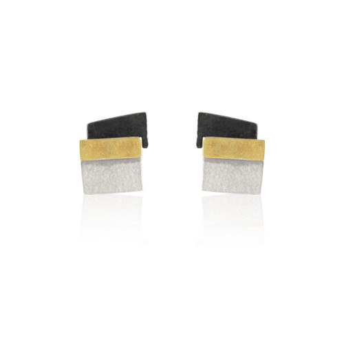 1800 - PENDIENTES DE PLATA Y ORO. E1800