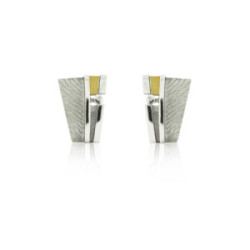 SILVER & GOLD EARRINGS WITH DIAMOND