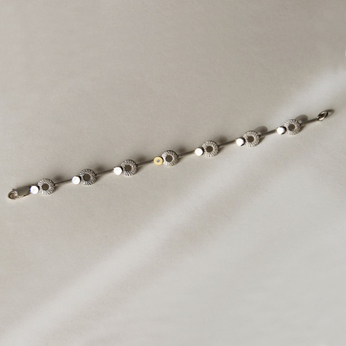 1758 - SILVER & GOLD BRACELET w/ DIAMOND . B1758D