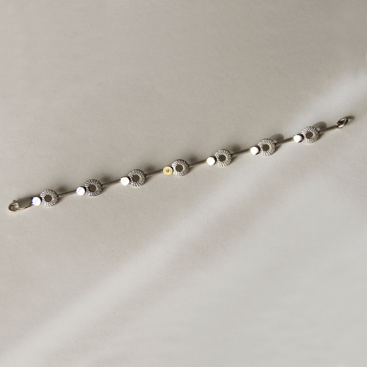 1758 - SILVER & GOLD BRACELET w/ DIAMOND . B1758D