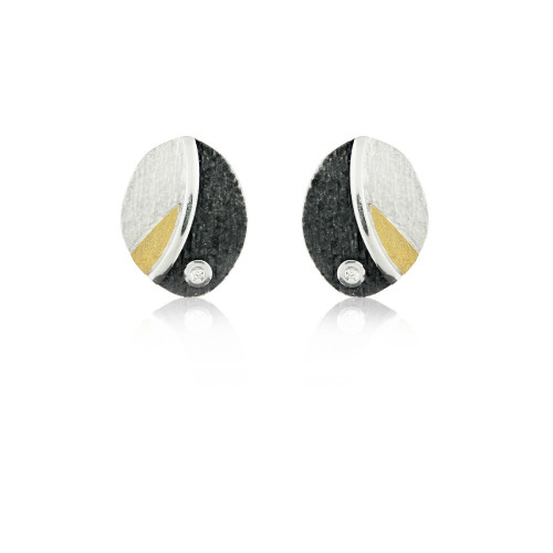 PENDIENTES PLATA Y ORO Y DIAMANTES