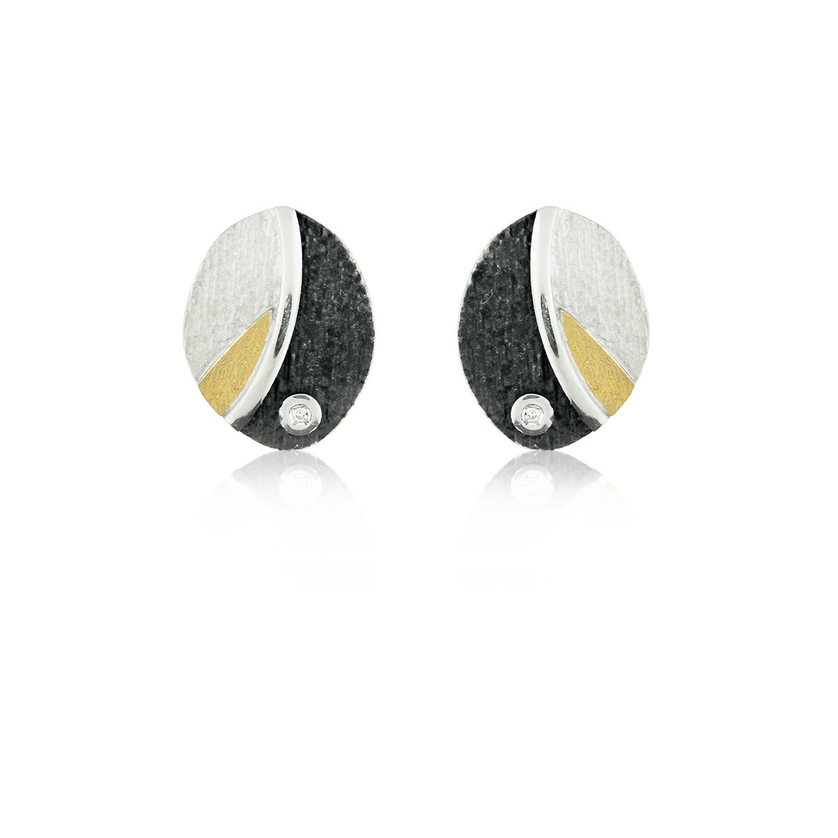 PENDIENTES PLATA Y ORO Y DIAMANTES